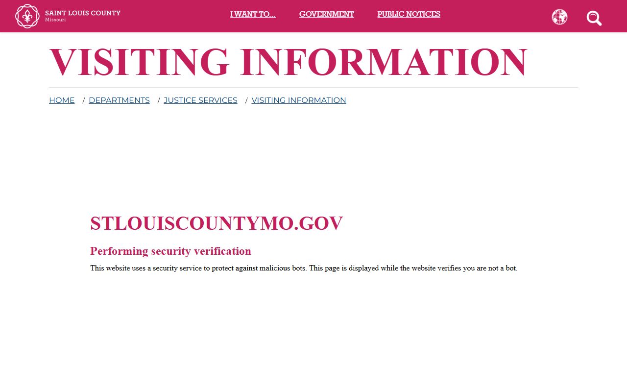 St. Louis County inmate records visitation schedule page